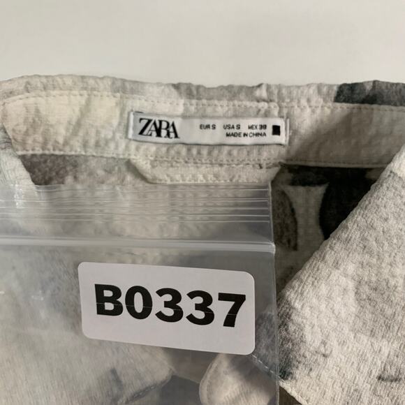 Zara S Mens Gray Resort Shirt Floral Abstract Pattern Short Sleeves - Picture 3 of 10